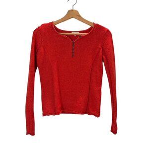 Sundance Red Cotton Silk Blend Womens XS Petite Long Sleeve Pull Over Sweater